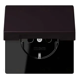 РОзетка с заземлением и шторками и крышкой Jung LS 990 Les Couleurs Le Corbusier noir d'ivoire LC1520KIKL4320E LC1520KIKL4320E