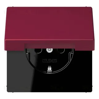 РОзетка с заземлением и шторками и крышкой Jung LS 990 Les Couleurs Le Corbusier le rubis LC1520KIKL4320M LC1520KIKL4320M