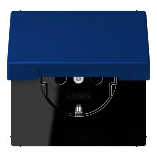РОзетка с заземлением и шторками и крышкой Jung LS 990 Les Couleurs Le Corbusier bleu outremer fonce LC1520KIKL4320T LC1520KIKL4320T