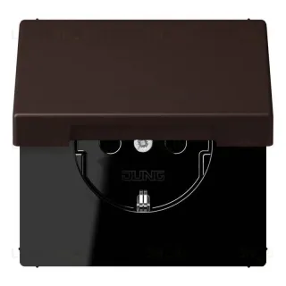 РОзетка с заземлением и шторками и крышкой Jung LS 990 Les Couleurs Le Corbusier terre d'ombre brulee 59 LC1520KIKL4320J LC1520KIKL4320J
