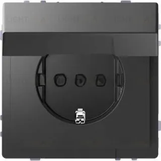 Розетка с заземлением с защитными шторками и крышкой Merten D-life 16А/250В, безвинтовые зажимы, антрацит MTN2310-6034 MTN2310-6034