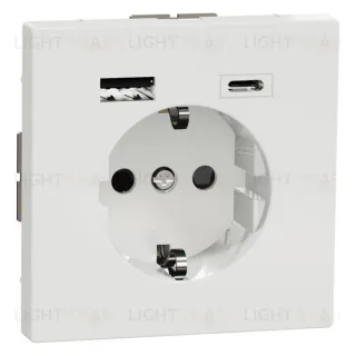 Розетка с заземлением с 2 USB А+С 3А и защитными шторками 16А/250В Merten D-life, белый лотос MTN2367-6035 MTN2367-6035