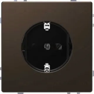 Розетка с заземлением Merten D-life 16А/250В, безвинтовые зажимы, мокко металл MTN2301-6052 MTN2301-6052