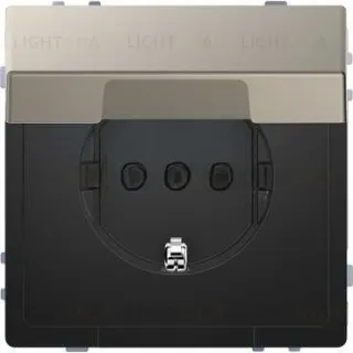 Розетка с заземлением с защитными шторками и крышкой Merten D-life 16А/250В, безвинтовые зажимы, никель металл MTN2310-6050 MTN2310-6050