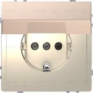 Розетка с заземлением с защитными шторками и крышкой Merten D-life 16А/250В, безвинтовые зажимы, шампань металл MTN2310-6051 MTN2310-6051