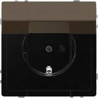 Розетка с заземлением с защитными шторками и крышкой Merten D-life 16А/250В, безвинтовые зажимы, мокко металл MTN2310-6052 MTN2310-6052