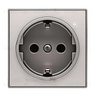 Розетка с заземлением со шторками с подсветкой с винтовыми клеммами ABB Sky, нержавеющая сталь 2CLA818880A1001+2CLA858880A1401 2CLA818880A1001 + 2CLA858880A1401
