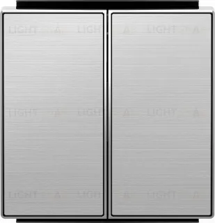 Переключатель двухклавишный ABB Sky (с 2-х мест), 10А, нержавеющая сталь 2CLA812200A1001+2CLA851100A1401 2CLA812200A1001 + 2CLA851100A1401