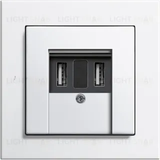 Розетка USB двойная Gira для зарядка 1,4 А, белый матовый 260209+027627 260209 + 027627