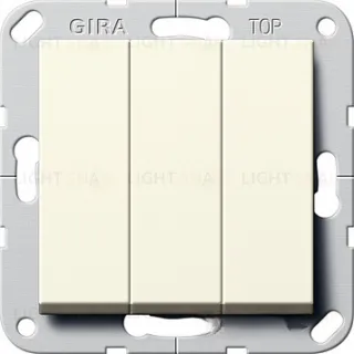 Выключатель трехклавишный проходной Gira, кремовый глянец 283201 283201