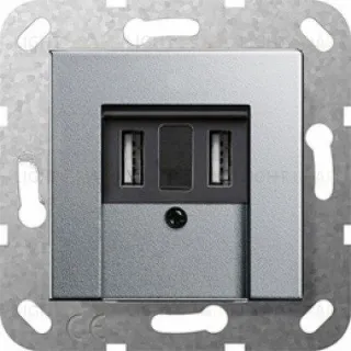 Розетка USB двойная Gira для зарядка 1,4 А, алюминий 260209+027626 260209 + 027626