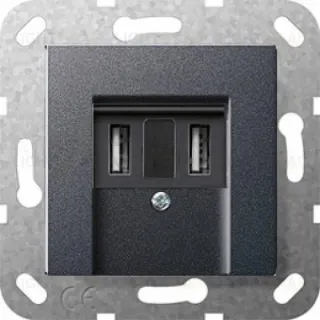 Розетка USB двойная Gira для зарядка 1,4 А, черный матовый 260209+0276005 260209 + 0276005