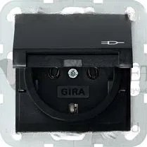 Розетка с заземлением с откидной крышкой Gira 16А/250В, черный матовый 4454005 4454005