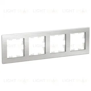 Рамка четверная Schneider Electric Atlasdesign Nature, серебро металл ATN312104 ATN312104
