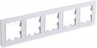 Рамка пятерная Schneider Electric Atlasdesign Nature, белое стекло ATN320105 ATN320105