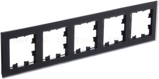 Рамка пятерная Schneider Electric Atlasdesign Nature, матовое черное стекло ATN331005 ATN331005