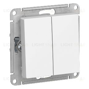 Выключатель двухклавишный проходной Schneider Atlasdesign 10А, белый ATN000165 ATN000165