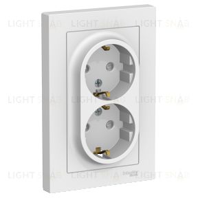 Розетка двойная с заземлением со шторками в сборе Schneider Electric Atlasdesign 16А, белый ATN000126 ATN000126