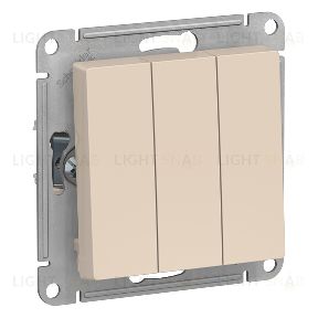 Выключатель трехклавишный Schneider Atlasdesign 10А, бежевый ATN000231 ATN000231