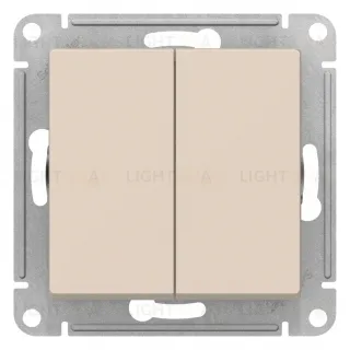 Выключатель двухклавишный кнопочный Schneider Electric Atlasdesign 10А, бежевый ATN000217 ATN000217