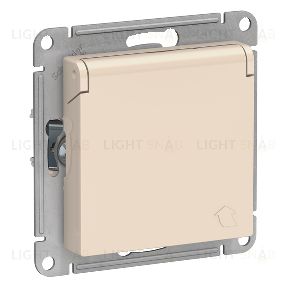 Розетка с заземлением со шторками и крышкой Schneider Electric Atlasdesign 16А IP20, бежевый ATN000246 ATN000246