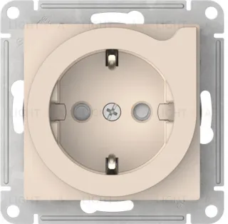 Розетка с заземлением со шторками с выталкивателем Schneider Electric Atlasdesign 16А, быстрозажим. клем., бежевый ATN000247S ATN000247S