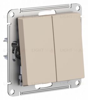 Выключатель двухклавишный проходной Schneider Atlasdesign 10А, песочный ATN001265 ATN001265