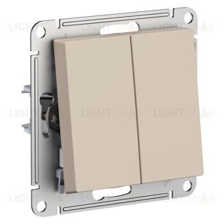 Выключатель двухклавишный кнопочный Schneider Electric Atlasdesign 10А, песочный ATN001217 ATN001217