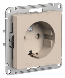 Розетка с заземлением со шторками Schneider Electric Atlasdesign 16А, песочный ATN001245 ATN001245