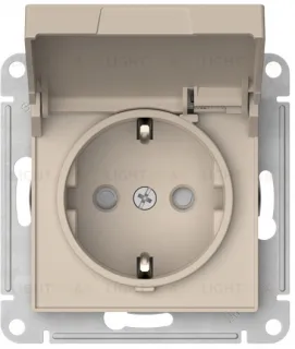 Розетка с заземлением со шторками и крышкой Schneider Electric Atlasdesign 16А IP20, быстрозажим. клем., песочный ATN001246S ATN001246S