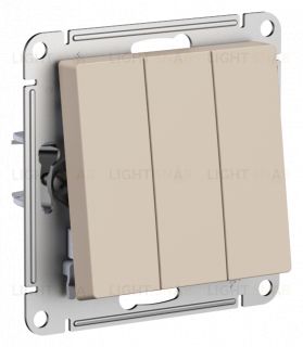 Выключатель трехклавишный Schneider Atlasdesign 10А, песочный ATN001231 ATN001231