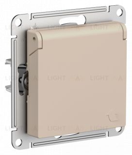 Розетка с заземлением со шторками и крышкой Schneider Electric Atlasdesign 16А IP20, песочный ATN001246 ATN001246