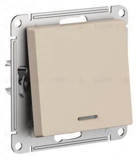 Выключатель одноклавишный с подсветкой Schneider Atlasdesign 10А, песочный ATN001213 ATN001213