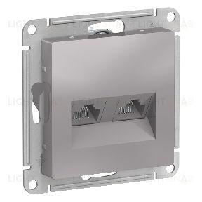 Розетка компьютерная двойная Schneider Electric Atlasdesign RJ45 5 кат., алюминий ATN000385 ATN000385