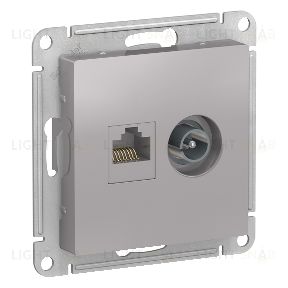 Розетка TV и интернет розетка Schneider Atlasdesign RJ 45, 5 кат., алюминий ATN000389 ATN000389