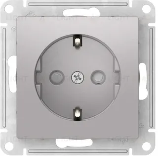 Розетка с заземлением со шторками Schneider Electric Atlasdesign 16А, быстрозажим. клем., алюминий ATN000345S ATN000345S