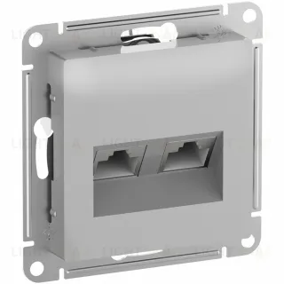 Розетка компьютерная двойная Schneider Electric Atlasdesign RJ45 6A кат., алюминий ATN000388 ATN000388