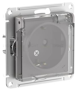 Розетка с заземлением со шторками и прозрачной крышкой Schneider Electric Atlasdesign 16А IP44, алюминий ATN440346 ATN440346