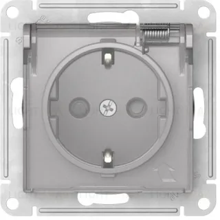 Розетка с заземлением со шторками и прозрачной крышкой Schneider Electric Atlasdesign 16А IP44, быстрозажим. клем., алюминий ATN440346S ATN440346S