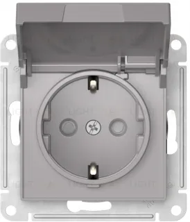 Розетка с заземлением со шторками и крышкой Schneider Electric Atlasdesign 16А IP20, быстрозажим. клем., алюминий ATN000346S ATN000346S