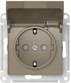 Розетка с заземлением со шторками и крышкой Schneider Electric Atlasdesign 16А IP20, быстрозажим. клем., шампань ATN000546S ATN000546S