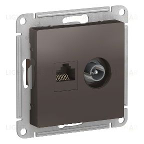 Розетка TV и интернет розетка Schneider Atlasdesign RJ 45, 5 кат., мокко ATN000689 ATN000689