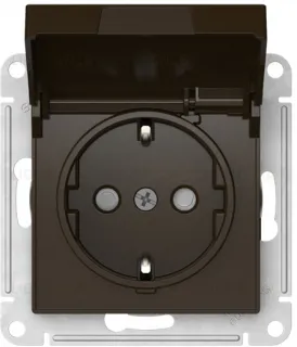 Розетка с заземлением со шторками и крышкой Schneider Electric Atlasdesign 16А IP20, быстрозажим. клем., мокко ATN000646S ATN000646S