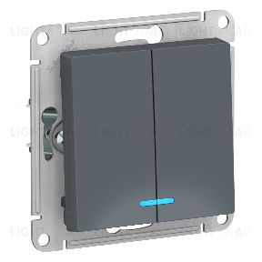 Выключатель двухклавишный с подсветкой Schneider Atlasdesign 10А, грифель ATN000753 ATN000753