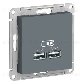 Розетка USB двойная для зарядки Schneider Electric Atlasdesign 2,1А, грифель ATN000733 ATN000733