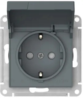 Розетка с заземлением со шторками и крышкой Schneider Electric Atlasdesign 16А IP20, быстрозажим. клем., грифель ATN000746S ATN000746S