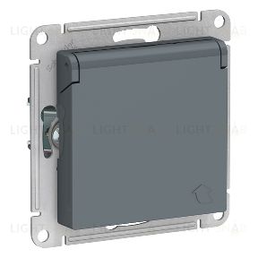 Розетка с заземлением со шторками и крышкой Schneider Electric Atlasdesign 16А IP20, грифель ATN000746 ATN000746