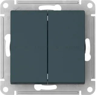 Выключатель двухклавишный проходной Schneider Atlasdesign 10А, быстрозажим. клем., изумруд ATN000865S ATN000865S