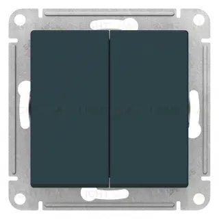 Выключатель двухклавишный кнопочный Schneider Electric Atlasdesign 10А, изумруд ATN000817 ATN000817