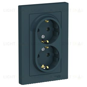 Розетка двойная с заземлением в сборе Schneider Electric Atlasdesign 16А, изумруд ATN000824 ATN000824